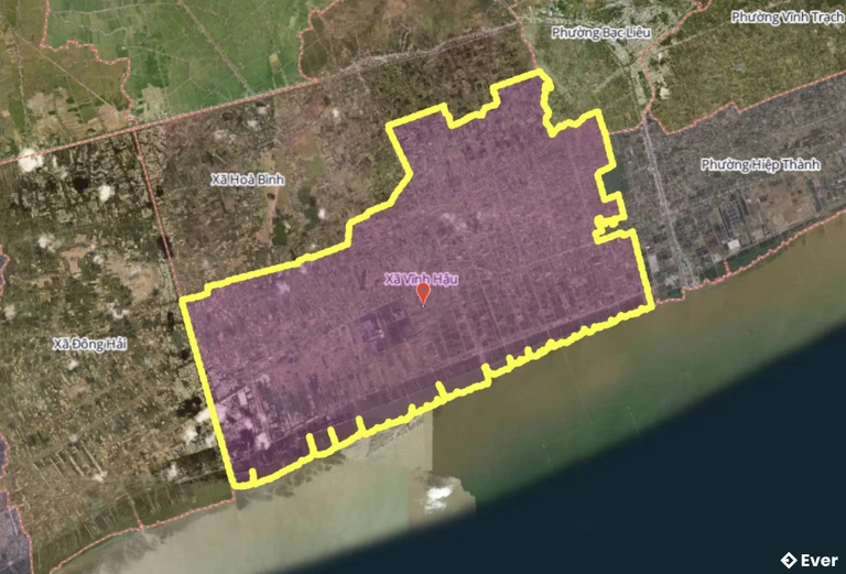 Bản đồ xã Vĩnh Hậu, Cà Mau sau sáp nhập