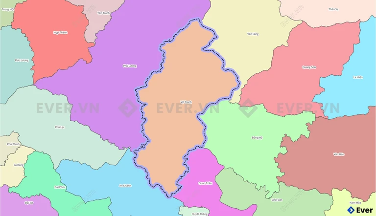 Bản đồ xã Vô Tranh, Thái Nguyên sau sáp nhập