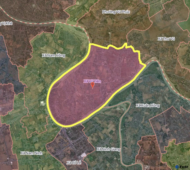 Bản đồ xã Vũ Tiên, Hưng Yên sau sáp nhập