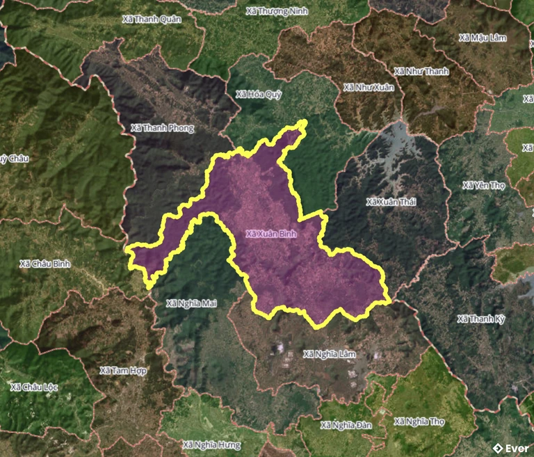 Bản đồ xã Xuân Bình, Thanh Hóa sau sáp nhập
