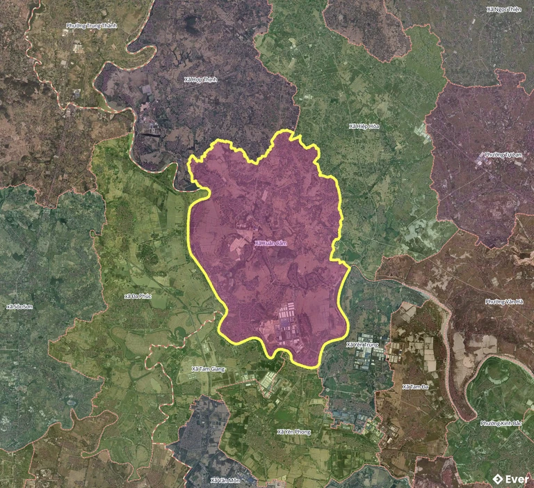 Bản đồ xã Xuân Cẩm, Bắc Ninh sau sáp nhập