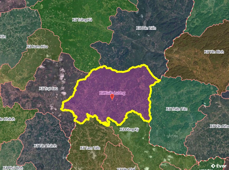 Bản đồ xã Xuân Lương, Bắc Ninh sau sáp nhập