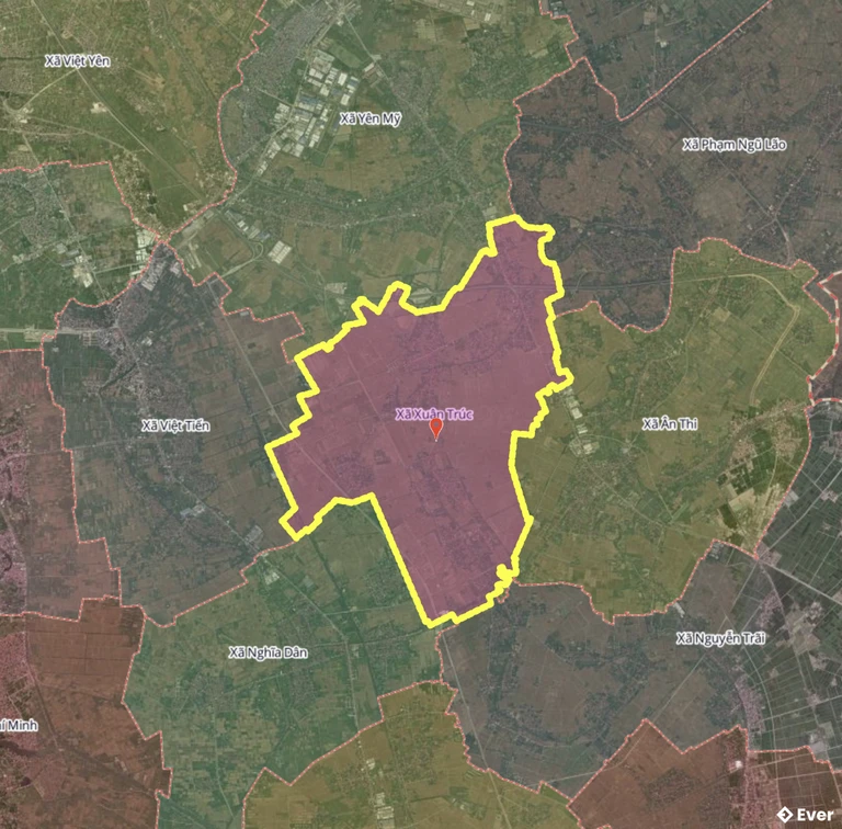 Bản đồ xã Xuân Trúc, Hưng Yên sau sáp nhập