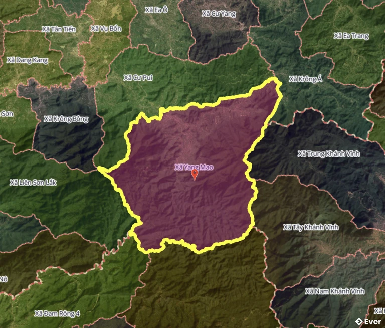 Bản đồ xã Yang Mao, Đắk Lắk sau sáp nhập