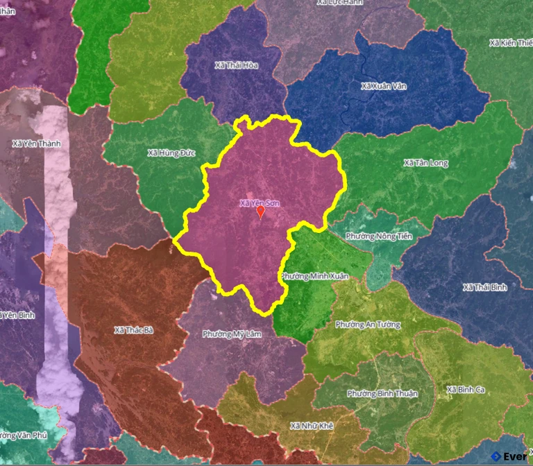 Bản đồ xã Yên Sơn, Tuyên Quang sau sáp nhập