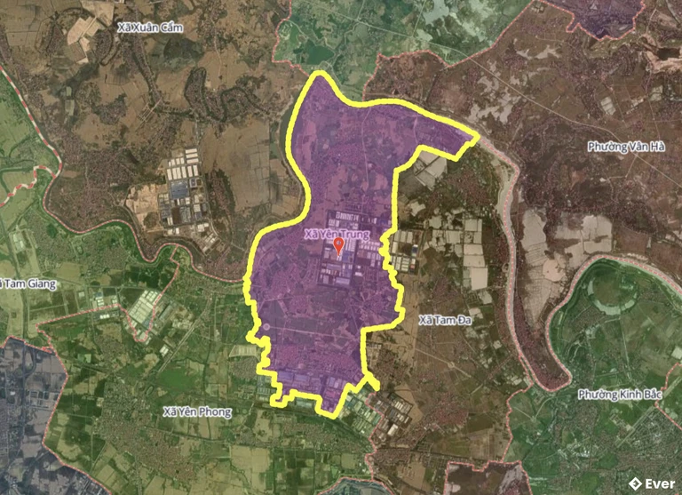 Bản đồ xã Yên Trung, Bắc Ninh sau sáp nhập