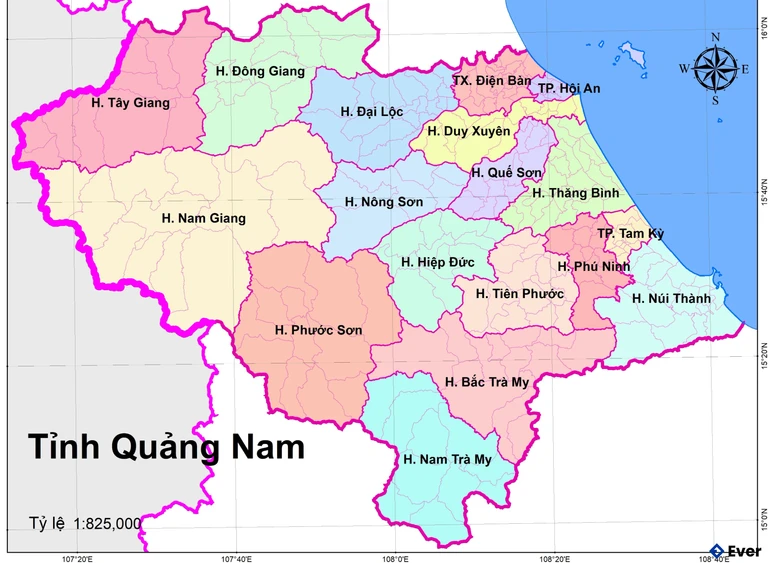 Các đơn vị hành chính cấp huyện của tỉnh Quảng Nam