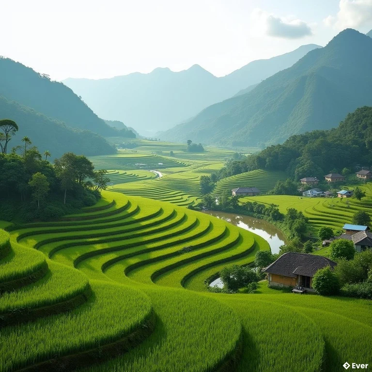 Cảnh quan thiên nhiên yên bình tại xã Thắng Mố