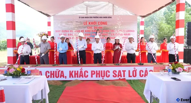 Hoài Nhơn Đông khởi công các dự án kè bảo vệ khu dân cư