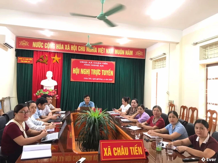 Hội nghị trước tuyến tại UBND xã Châu Tiến sau sáp nhập