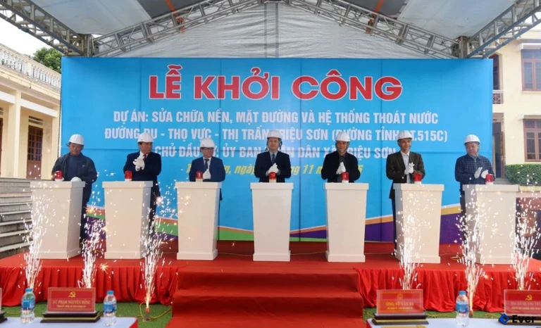 Khởi công dự án sửa chữa đường tỉnh 515C đoạn qua xã Triệu Sơn