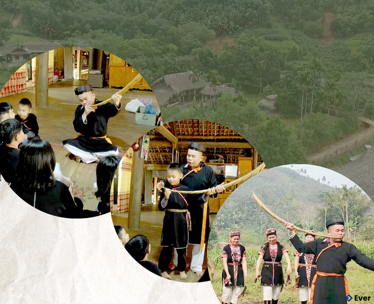 Nghệ nhân ưu tú Hoàng Hữu Định kể chuyện qua tiếng khèn tại xã Yên Thành