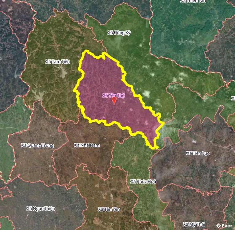 NhãnBản đồ xã Yên Thế, Bắc Ninh sau sáp nhập