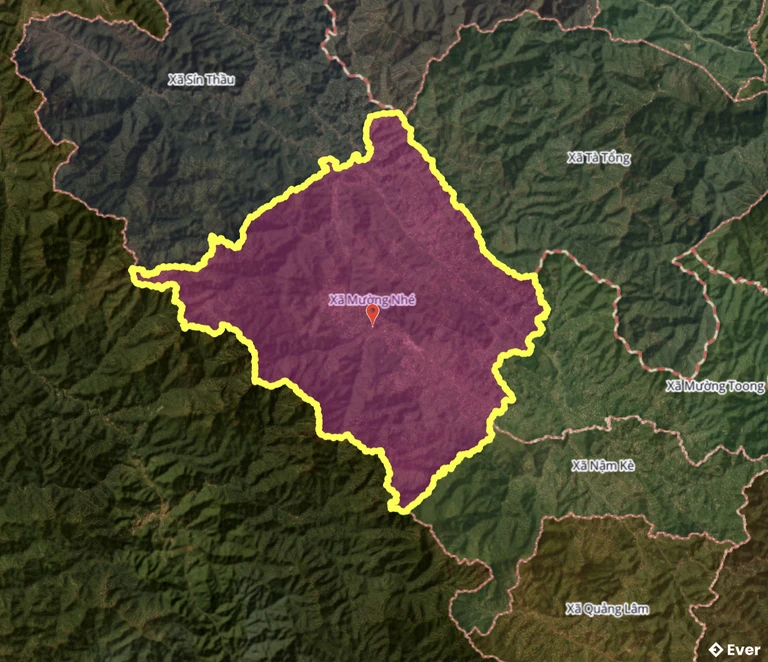 Ranh giới hành chính xã Mường Nhé