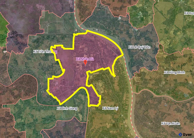 Ranh giới hành chính xã Nhân Hà