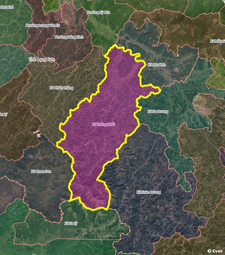 Ranh giới hành chính xã Thống Nhất