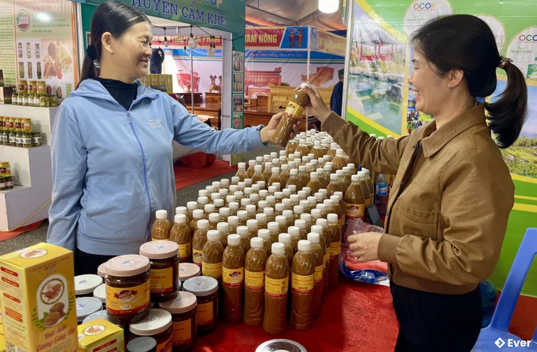 Sản phẩm HTX Tương làng Bợ, xã Đào Xá tham gia Hội chợ Thương mại và Sản phẩm OCOP Phú Thọ năm 2025.