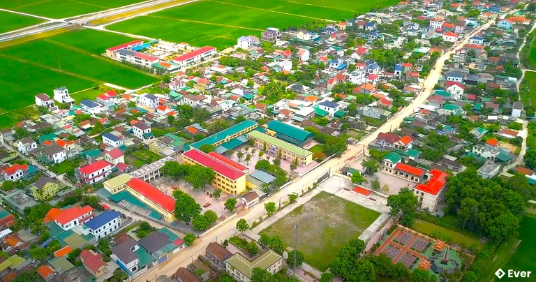 Toàn cảnh khu vực dân cư trung tâm xã Quảng Châu sau sáp nhập