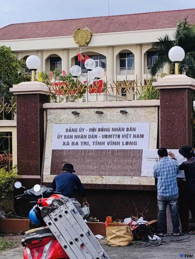 Trụ sở hành chính xã Ba Tri tiến hành cải tạo để đáp ứng yêu cầu sáp nhập