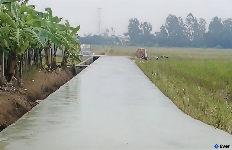 Tuyến đường bê tông từ khu dân cư Bạch Mã đến cánh đồng sau khi được thi công