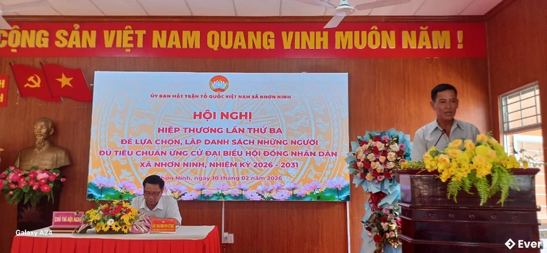 Xã Nhơn Ninh tổ chức hội nghị hiệp thương lần thứ III, nhiệm kỳ 2026 - 2031