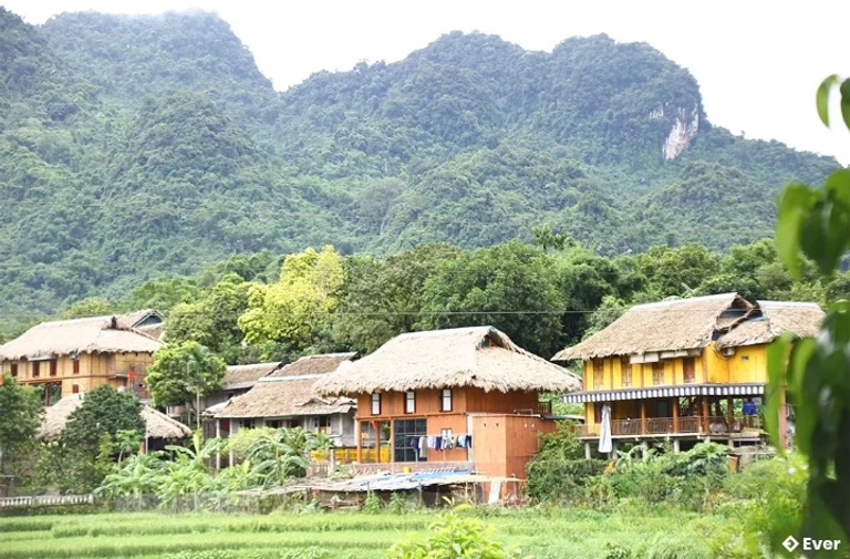 Xóm Mỗ, xã Thung Nai giữ được những nhà sàn truyền thống và bản sắc dân tộc Mường để phát triển du lịch cộng đồng.