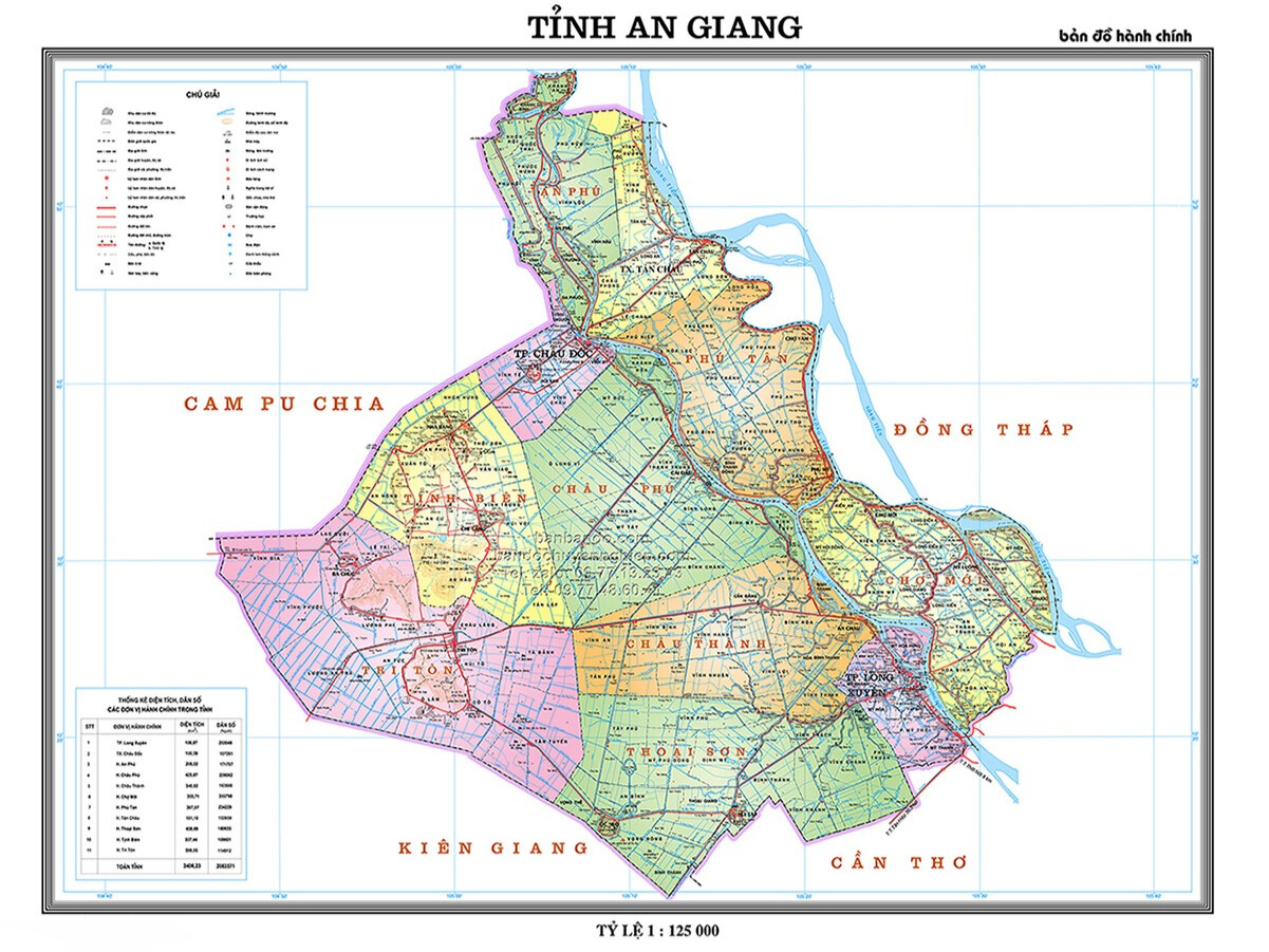 Bản đồ hành chính tỉnh An Giang khi chưa sáp nhập