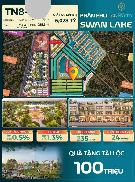 Căn TN8-41 – Liền kề trung tâm đảo – View hồ & gần Vincom M