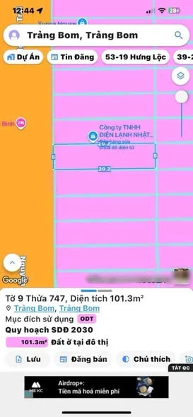 Chủ cần bán lô đất MT Nguyễn Trãi – TT Trảng Bom cũ Diện tích: 5×20m