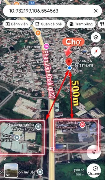 Bán đất xã Củ Chi,(TPT) TPHCM Cách chợ vài bước chân, gần ql22Đường thông ,