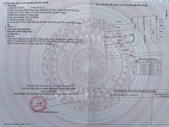 Bán đất 2 mặt tiền đường 64 Phường Bình Trưng Đông TP Thủ Đức.