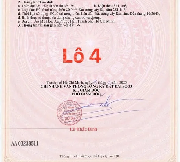 === Còn sót lại 1 lô duy nhất 361m2, Ngang 10m, đường nhựa lớn , khu dân cư đông