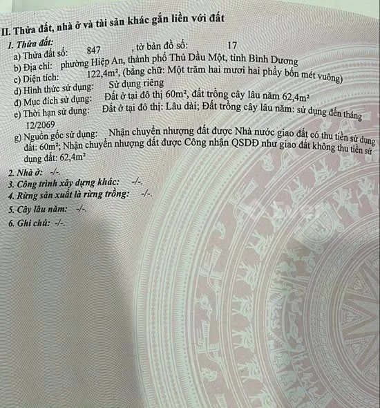 Đất Mặt Tiền DX 102 Hiệp An, TP Thủ Dầu Một, Bình Dương củ