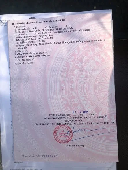 KDC 721 bình chiểu thủ đức { sổ riêng }DT : 72m2 full thổ cư { 4.1m x 18.5m }