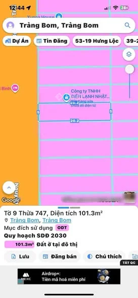 Ngộp bank lô đất MT Nguyễn Trãi – TT Trảng Bom cũ Diện tích: 5×20m – pháp lý rõ ràng