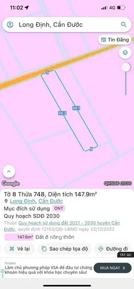 Cần Bán đất thổ cư tại ấp 4 xã Long Định - Cần Đước - Long An