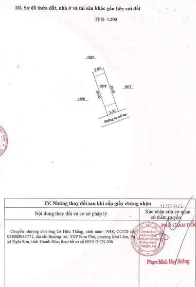 Chủ cần bán gấp lô đất Thuộc khu dân cư trường sơn 1 phường An Phú
