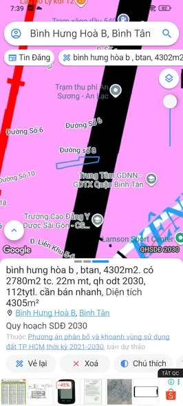 BÌNH TÂNMặt tiền ql1A, bình hưng hòa b4302m2 , có 2780m2 tc22m mặt tiền,