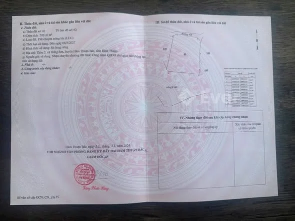 XÃ HỒNG SƠN,TỈNH LÂM ĐỒNG Bán 2 sào Sổ thể hiện đường và Thể hiện Sông ( tỉnh Bình Thuận cũ )