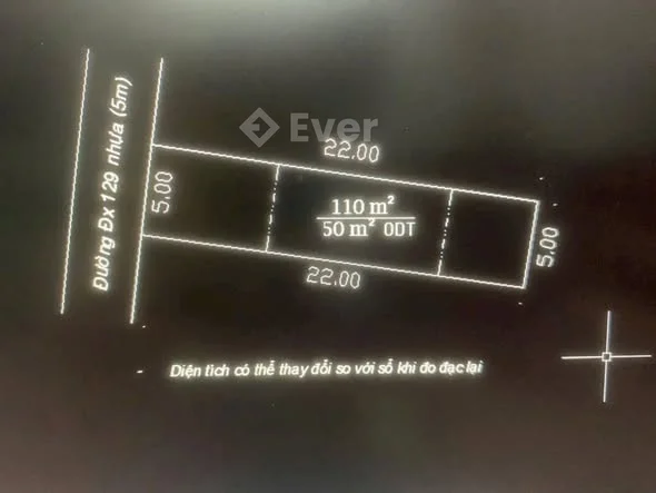 Bán đất mặt tiền DX129 P. Tân An, TDM. Gần chợ Bến ThếDT: 5 x 22m. Thổ cư: 50 m2