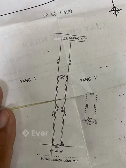 Bán Lô Đất Mt Nguyễn Công Trứ-Hướng tây -DT: sử dụng 163 m2,ngang 3 m 86