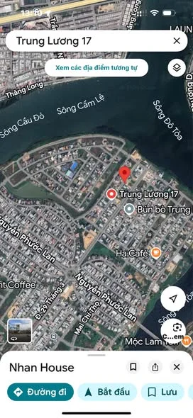 Bán lô Trung Lương 17 đối diện biệt thự - Đảo Vip - Hoà Xuân- Đường 7.5m- DT: 100m(5*20)