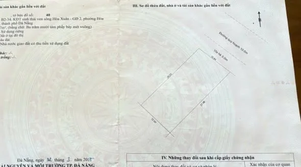 Bán lô đất đường 10m5 Lê Sỹ sát sông, Hoà Xuân, DT: 318m ( ngang 12 ), giá 21ty.