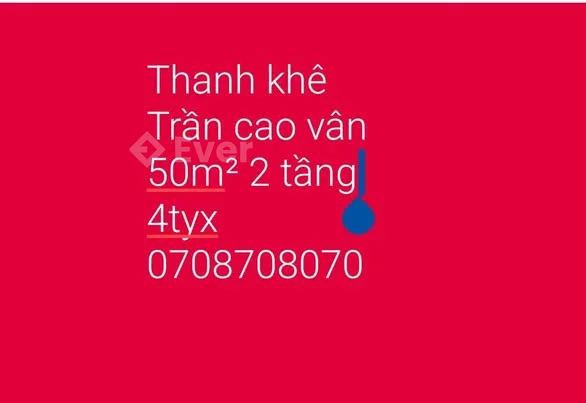 Trần cao vân. Thanh khê.đà nẵng- 2 tầng✓ Diện tích : 50m², (ngang : 5m)✓ Hướng : Tây Nam✓