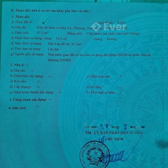 Bán lô đất mặt tiền đường Võ Quang Hải, KQH Bàu Vá, Phường Thủy Xuân, TP Huế