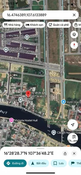 BÁN NHANH LÔ ĐẤT ĐẸP THỦY VÂN – GẦN CẦU VÕ NGUYÊN GIÁP, TP HUẾ Vị trí: Kiệt ô tô đường Nguyễn Cửu