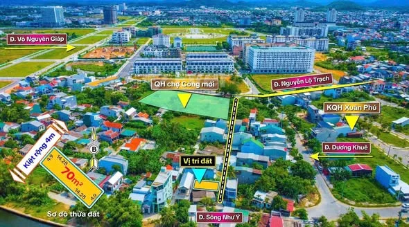 Cần bán đất kiệt ô tô Nguyễn Lộ Trạch thông Chợ Cống Mới - Aranya -Phú Xuân City - 2,05 tỷ - 70m²
