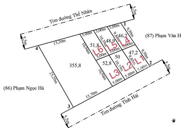 CÒN LẠI 3/6 LÔ 2 mặt đường Thể Nhân và Tĩnh Hải - Thuộc HOÀ NGHĨA - DƯƠNG KINH