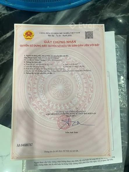 CẦN BÁN LÔ ĐẤT MẶT ĐƯỜNG CỰU VIÊN – KIẾN AN – HẢI PHÒNG