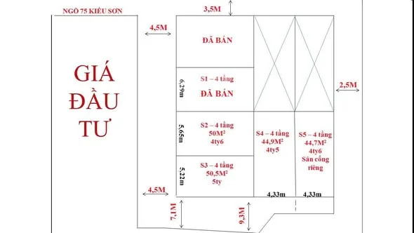 Bán nhà văn cao Kiều SơnXây mới 4 tầng 4pn - 3vs. Phòng khách. Phòng bếp.